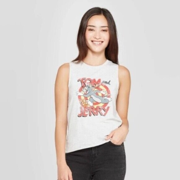 Target Tops - Tom & Jerry Tank Top Graphic Gray Red Sleeveless Crewneck NWT